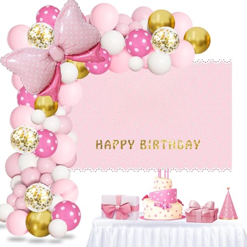 Kit de arco de grinalda de balões com tema de rato de desenhos animados rosa - ouro rosa decoração de aniversário para meninas decorações de festa de Natal