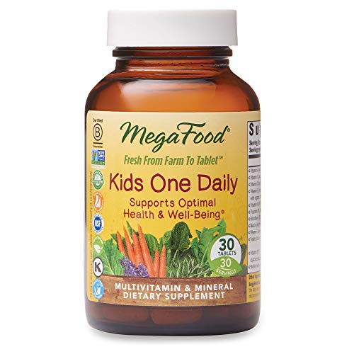MegaFood, Kids One Daily, Daily Multivitamin and Mineral Dietary Supplement with Vitamins, C, D and Folate, Non-GMO, Vegetarian, 30 Tablets (30 Servings) (FFP) MegaFood, Kids One Daily, Daily Multivitamin and Mineral Dietary Supplement with Vitamins, C, D and Folate, Non-GMO, Vegetarian, 30 Tablets (30 Servings) (FFP)