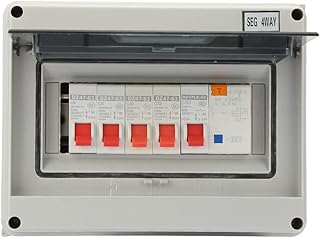 MENES Consumer Unit, 4 Way Garage Caravan Consumer Unit 63A 30mA RCD and 4MCB(2 * 6A+20A+32A) IP65 Water Proof Shield for Workshops