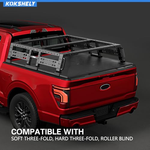 Image of Overland Truck Bed Rack for Full-Size & Mid-Size Trucks /Adjustable Truck Cargo Carrier /Tacoma Bed Rack, Fit for Tundra, Ram 1500 & HD, F-Series, Ranger, Silverado, Titan & XD,Gladiator