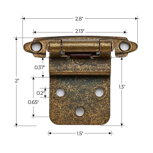 Image of Ravinte 10 Packs 5 Pairs 3 /8 inch Inset Antique Brass Cabinet Hinge,Self Closing Hinges for Kitchen /Bathroom /Furniture Cabinets & Doors,Decorative Cabinet Hardware Kitchen Cabinet Hinge with Door Bumper
