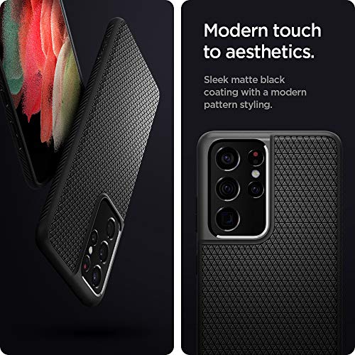 Image of Spigen for Galaxy S21 Ultra Case, Liquid Air [No Magnet Ring] [Military-Grade Protection] - Matte Black