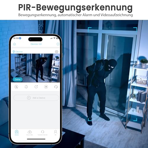 aidowocam Mini Kamera 4K Kamera Überwachung Innen mit 64G SD WLAN Überwachungskamera Innen,WiFi Camera Live Übertragung Handy APP Für Lange Standby Akku Kamera,Bewegungsmelder Nachtsicht