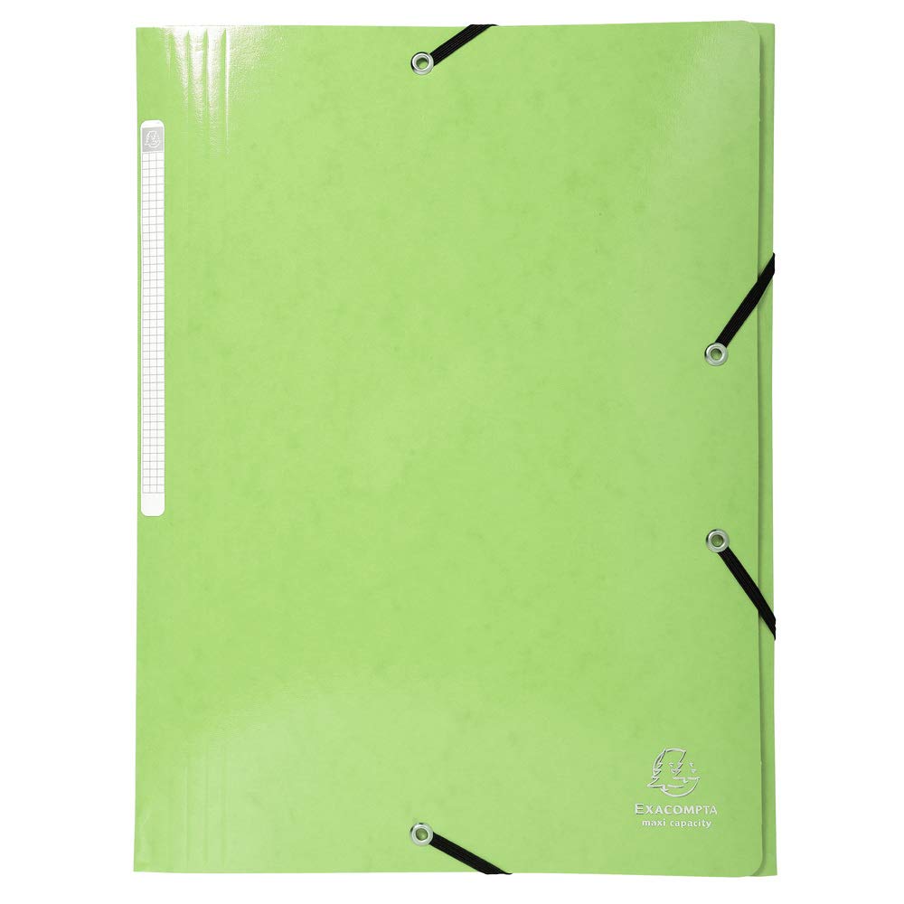 Exacompta - Ref. 55823SE - 1 Maxi capacity folder with elastic bands 3 flaps Iderama glossy card stock A4 425 gm² Anise green