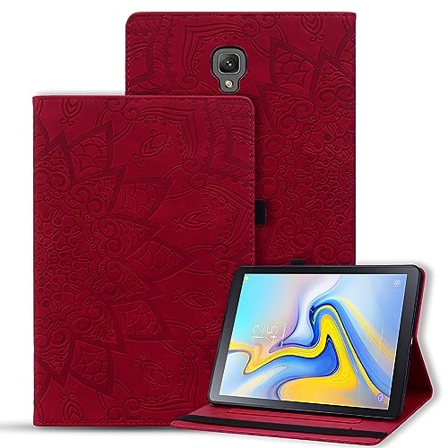 Vaitasy Funda Samsung Galaxy Tab A 10.5 Pulgadas 2018 Carcasa Ranura para Tarjeta Cover con Portalápiz para Galaxy Tab A 2018 SM-T590/SM-T595/SM-T597 - Mandala Rojo