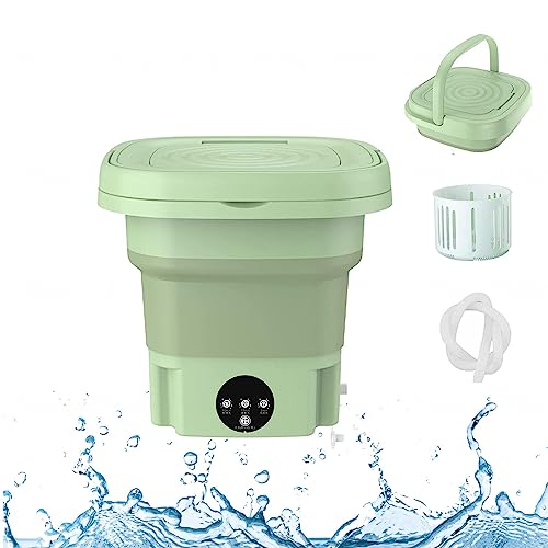 8Lポータブル洗濯機, 洗濯機 小型, 360°ブルーライト 脱水機とタッチスクリーン 小型洗濯機 バケツ型 洗濯機 小さいサイズ 下着・ベビー服・タオル・洗えるマスク洗濯 自宅・事務室・旅行 一人暮らし 収納,Green