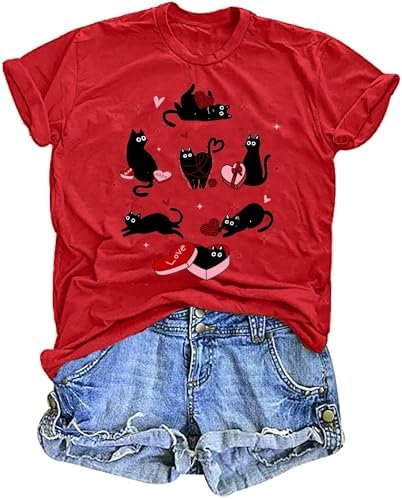 Christmas Shirts for Women Meowy Christmas Tshirt Cat Graphic Tee Short Sleeve Cat Lover Gifts Tops