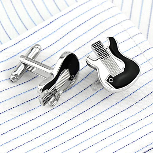Mancuernillas para Hombre Guitarra Plateadas miniatura 2