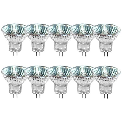 NCC-Licht 10 x Halogen Reflektor Leuchtmittel 20W GU4 12V MR11 warmweiß dimmbar Flood 30° Cover