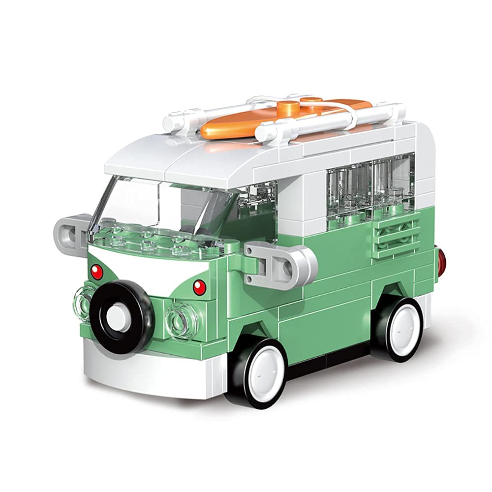 UviniBuilding Block Pull Back Car for Kids, Travel Bus Building Sets, Station Wagon, Best Gift for Kids, 110 Pieces