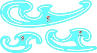 Gabarito Jogos de Curvas Francesas Curvas Burmester, com 3 Peças D-14, Trident, Acrílico Azulado