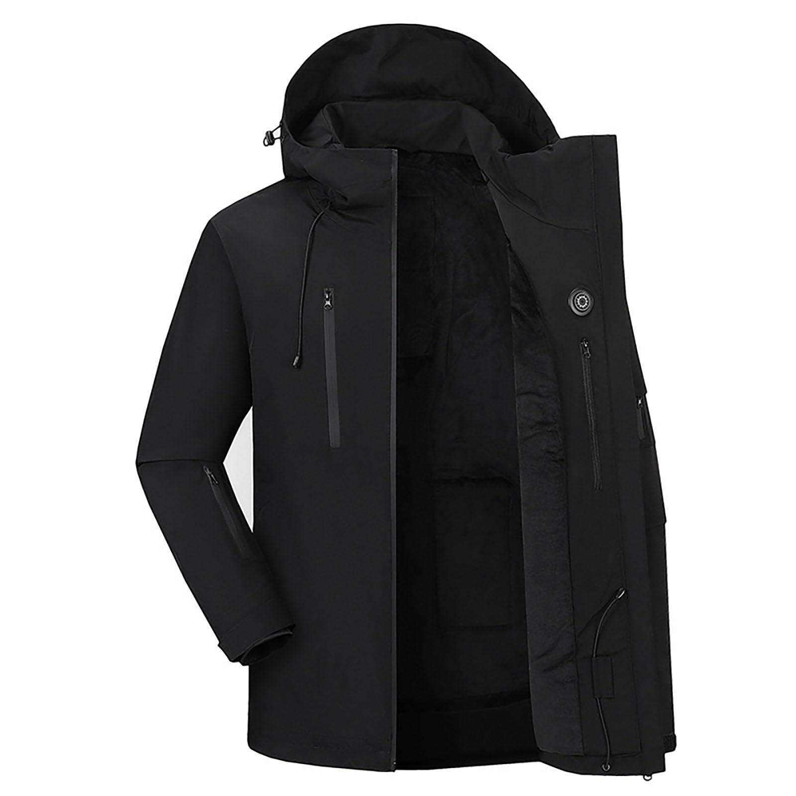 Chaqueta eléctrica con capucha para hombre, chaqueta de esquí con capucha para hombre, con cremallera, abrigos de esquí aislados, cómodos y minimalistas, abrigo de nieve grueso impermeable con