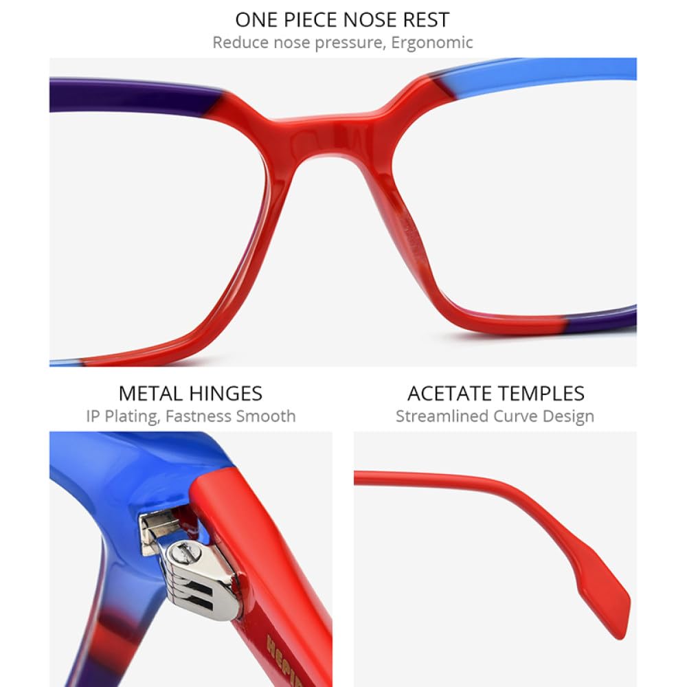 MUTYNE Mehrfarbige Acetat-Brillengestelle für Herren, Retro, quadratisch, für Damen und Herren