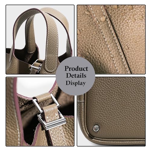 Genuine Leather Handbags Casual Satchel for Women Soft Bucket Bags Stylish Lock Design Daily Small Shoulder Bags3