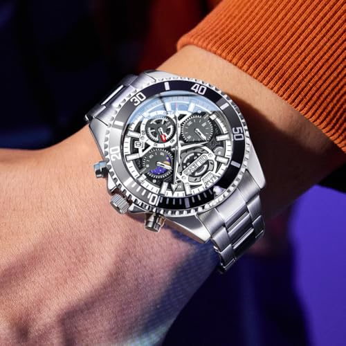 Image of OLEVS Watch for Men Original Branded Premium Mens Analog Quartz Watches Chronograph Stainless Steel 3ATM Waterproof Wrist Watch for Man
