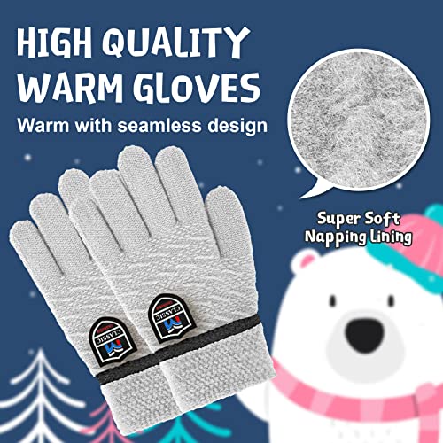 MIG4U 3 Pairs Kids Winter Magic Gloves for Boys and Girls, Warm Knit Children Cold Weather Glove Napping Liner3