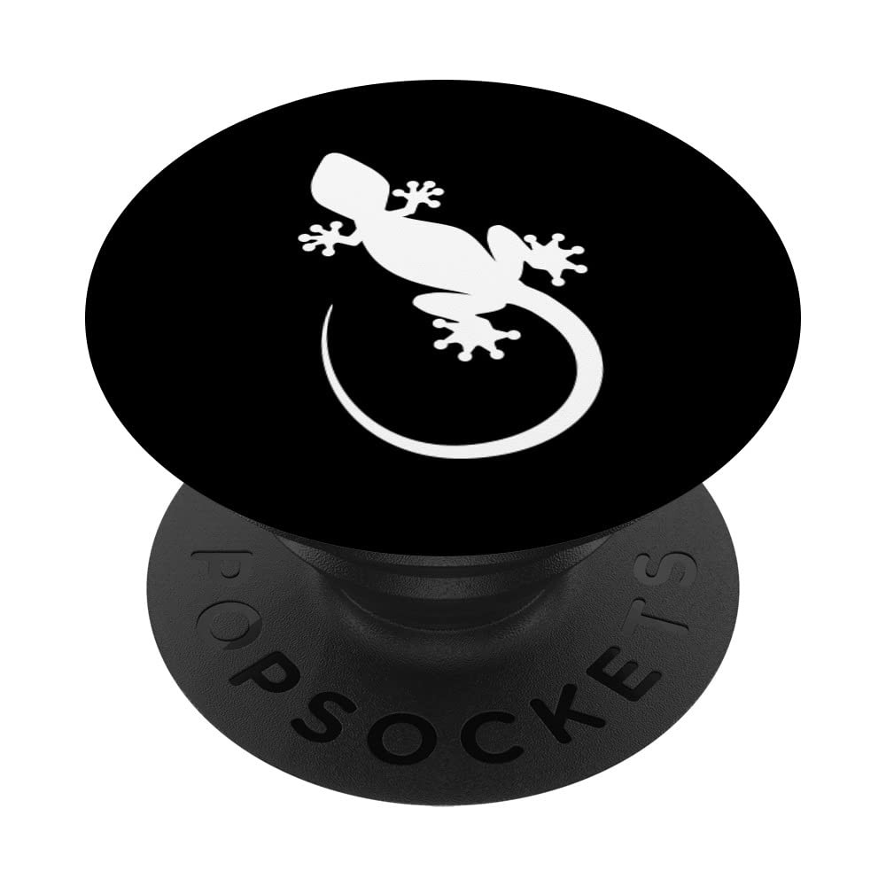 Gecko in White, Gecko Travel Tech modern Gecko silhouette PopSockets Swappable PopGrip