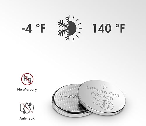 Miniatura 6 de Tenergy Batería de botón de litio CR1620 de 3 V, para llaves de automóvil, relojes, calculadoras, controles remotos, paquete de 5