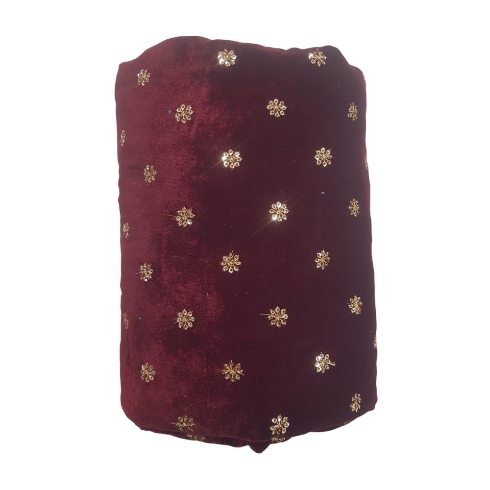 KDPM Luxurious Velvet Unstitched Blouse Material with Floral and Geometric Embroidery, Blouse Fabric for Womens and Girls (1 Mtr)-image-26