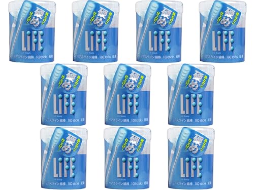 【まとめ買い】 ライフ リアスライン綿棒 100本入 綿棒 耳掃除 硬め 使い捨て綿棒 業務用 (100本入×10パック)
