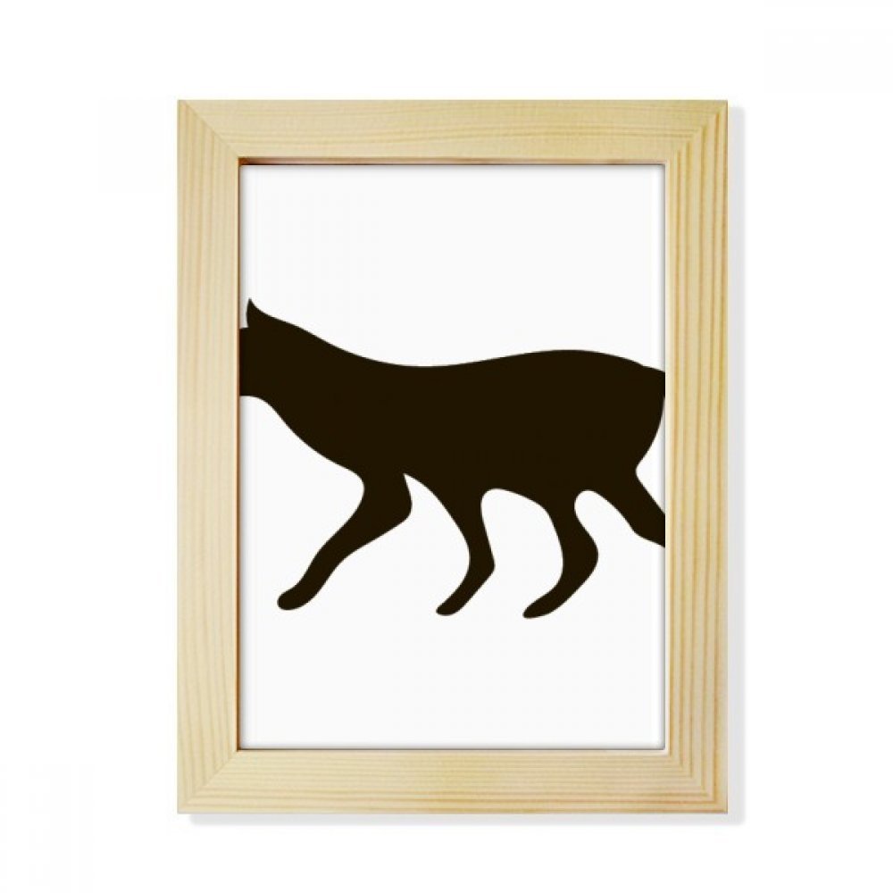 Lobo negro arte en marco de madera de escritorio para salones rústicos