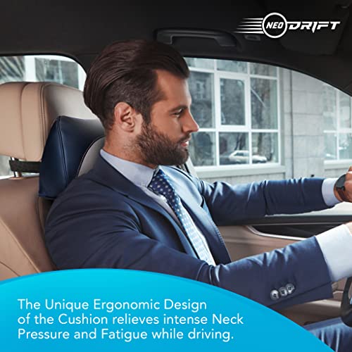 Image of Neodrift 'NeckFlow' - Memory Foam Orthopedic Neck Support Car Headrest Velvet Cushion Pillow for Neck, Head, Shoulder Pain-Relief for Car Seat, Gaming Chair, Office Chair (Set of 1) Colour - Beige