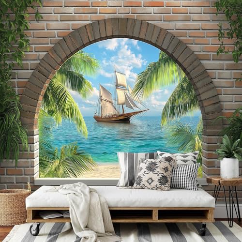 3D Tapete Seidenstoff Fototapete, Backsteinmauer Blick Auf Segelboot 3D Effekt Tapete für Wohnzimmer Schlafzimmer Hauptdekorationen Wandtapete, Meer Fototapete 150x105cm (B×H) Wandbild 3D Tapete Seidenstoff Fototapete, Backsteinmauer Blick Auf Segelboot 3D Effekt Tapete für Wohnzimmer Schlafzimmer Hauptdekorationen Wandtapete, Meer Fototapete 150x105cm (B×H) Wandbild