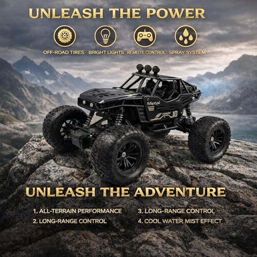 Image of Remote Control Car for Kids with Mist Smoke Effect 2 Wd Monster Truck Rock Crawler Climbing Rc Toy Vehicle Car for Boys and Girls Random Colour