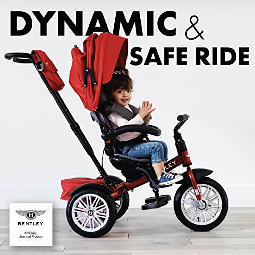 Image of Bentley 6-in-1 Baby Stroller & Toddler Tricycle - Officially Licensed Luxury Kids Bike, Convertible Travel Strollers & Kid Trike with Air Wheels, Canopy & Safety Features (6m-5y+ | Dragon Red)
