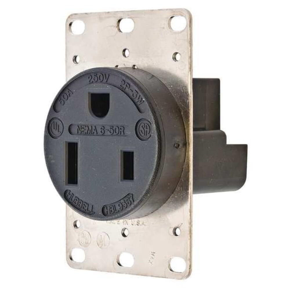 Hubbell Wiring HBL9367 Presa singola foglia 50A 250V NEMA 6-50R Nero
