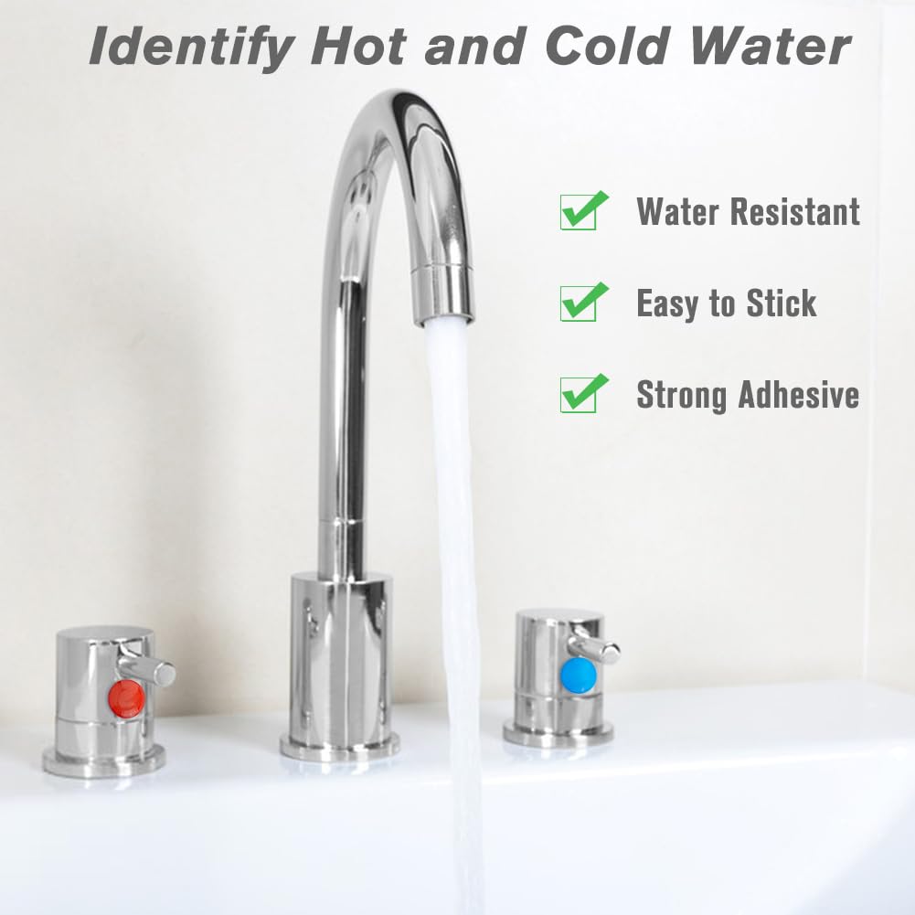SUPERFINDINGS 24pcs 2-Color Hot & Cold Water Stickers, Epoxy Resin, Red & Blue, 10mm Diameter, Kitchen & Bathroom Faucet Stickers - Image 4