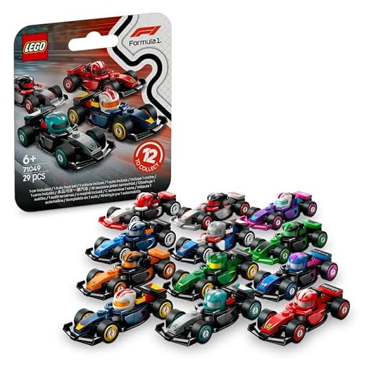 LEGO F1 Collectible Race Cars Toys - Get 1 of 12 Mini Car Models with Drivers Helmets & Moving Wheels - Formula 1 Teams incl. Ferrari, Mercedes, McLaren, Red Bull - Mystery Box - 71049