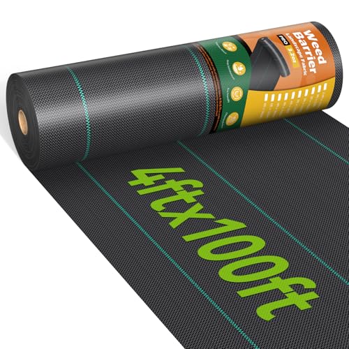 iropro 4ftx100ft Weed Barrier Landscape 3.2oz Fabric Heavy Duty, Woven Weed Control Cloth, Woven...