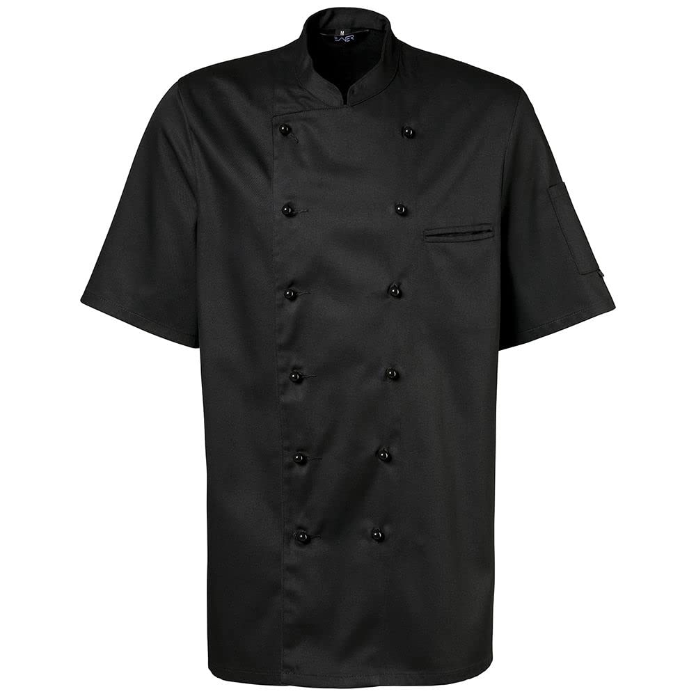Exner 201 - Chaqueta de cocinero de media manga, Negro , XXXXL