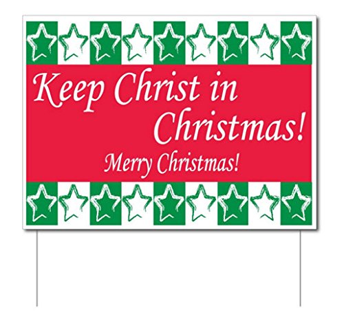 VictoryStore Yard Signs - Keep Christ in Christmas Yard Sign, Green and Red (25)