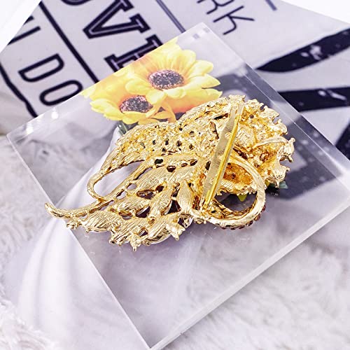 Image of LAXPICOL Vintage Clear Austrian Crystal Elegant Flower Bouquet Wing Brooch for Women