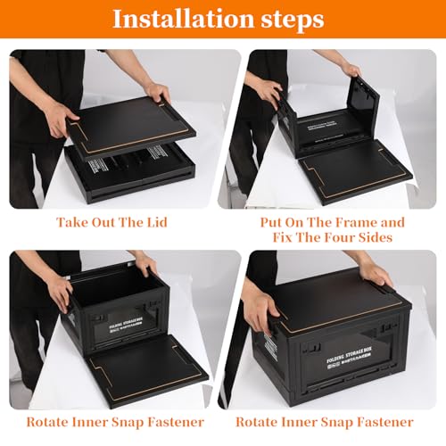 Collapsible Storage Bins with Lids, Portable Foldable Box with 2 Side Doors, Organizing Stackable Storage Cases Large Heavy Duty Utility Crates for Camp Fishing Car RV Office (Large-30L) - Image 6