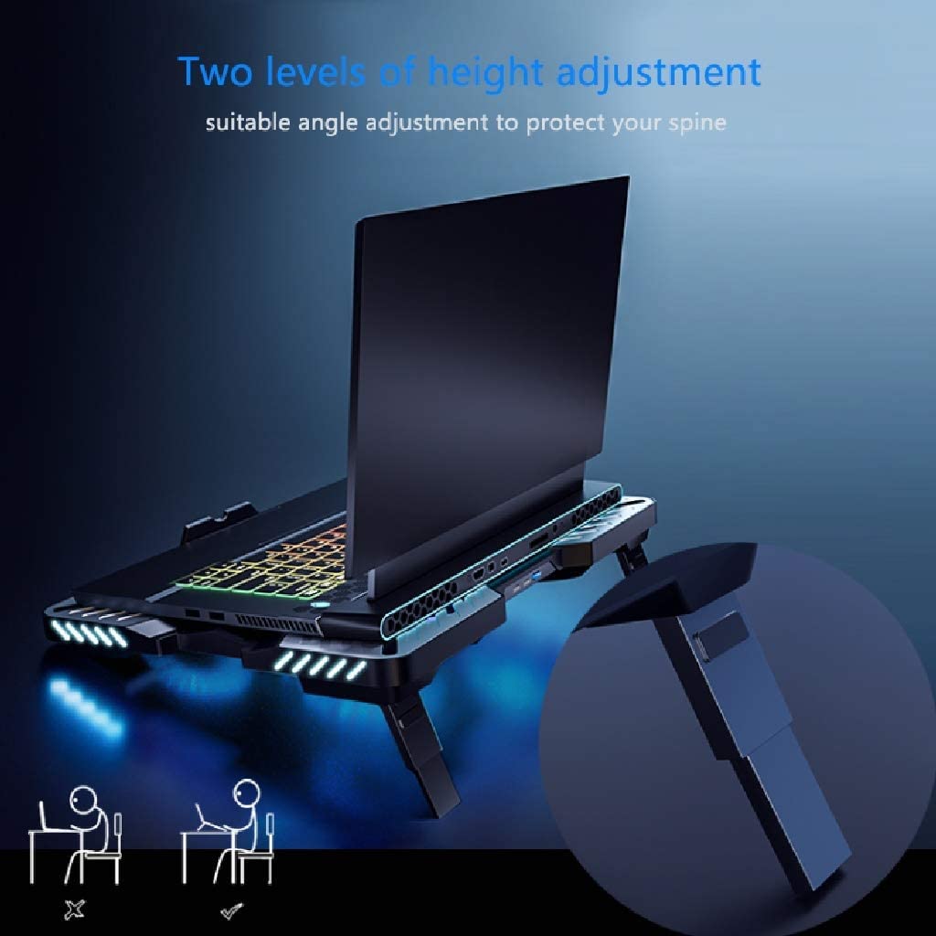 Base di raffreddamento da Gaming Pad Di Raffreddamento Per Laptop RGB Con Bordo LED Portatile 5 Ventole Blu Silenziose Per USB Da 12-17,3 Pollici In Alluminio per PC Notebook