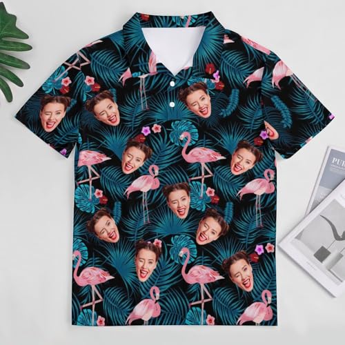 Personalized Face Funny Golf Polo Shirts for Men, Custom Men's USA Flag Print Golf Shirts Short Dry Fit Sleeve Polo3