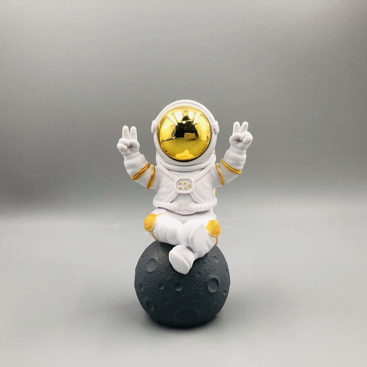 (Similar to)Home Bei Ecacon Figurine Astronaut Statue Spaceman Décor,Desktop & Tabletop Decorative Cute Mini Space Figure Ornament,Cake Toppers Decoration and Craft Gift(Gold and White Astronaut Figurine)