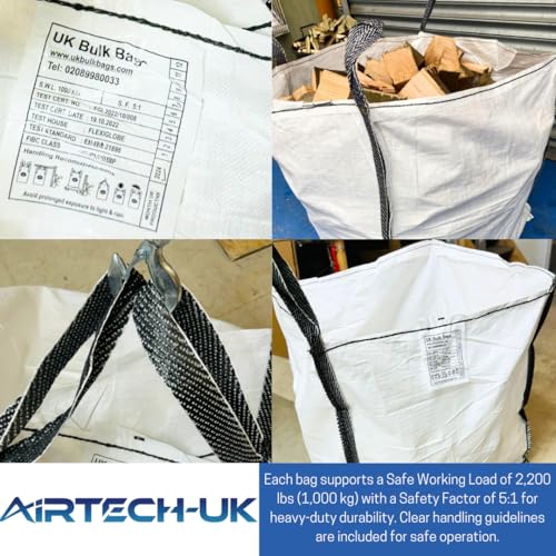 Airtech-UK New FIBC Bulk Bag Builders Garden Waste Heavy Duty Industrial polypropylene Material 1 Tonne TON Jumbo Bags Storage Sack Various Quantity (2) 3 Airtech-UK New FIBC Bulk Bag Builders Garden Waste Heavy Duty Industrial polypropylene Material 1 Tonne TON Jumbo Bags Storage Sack Various Quantity (2) - Image 3