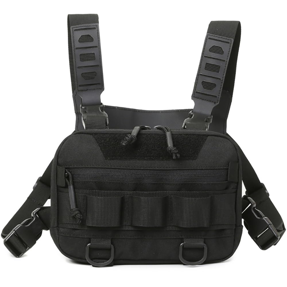 Kaxich Sac de Poitrine Tactique Homme Tactique Chest Rig Sacoche Sac de Torse Utilitaire Pochette Pectorale Tactique pour Talkie Walkie Téléphone
