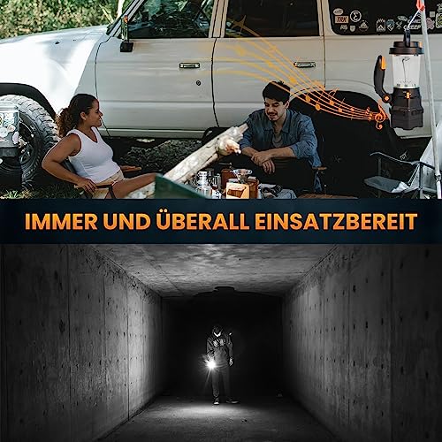SELBST-SICHER 4in1 LED Laterne aufladbar | Notfallradio | Powerbank | Handyladegerät | SOS-Sirene | optimal bei Stromausfall, Blackout, Camping und Freizeit