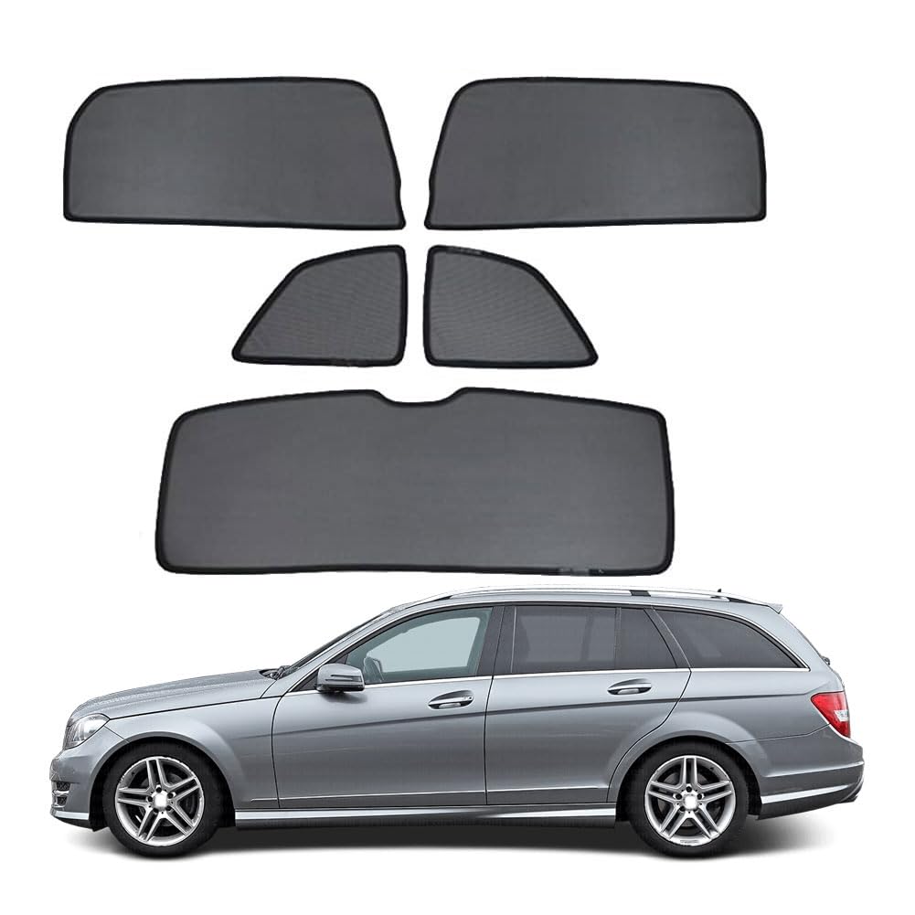 Sonnenschutz für Fenster Seitenfenster Auto für C-Class W204 S204 Estate 2007-2014 Magnetisch Vorhang Netz UV Schutz Sonnenblende Zubehör für Baby Kinder Haustiere Sunshade,5pcs
