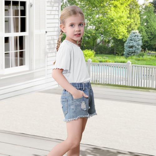 DREAM BUS 3 Pack Toddler Girl Ruffled T-Shirts Baby Girl Short Sleeve Tee Tops Little Girl Undershirts Summer Round Neck Tops3