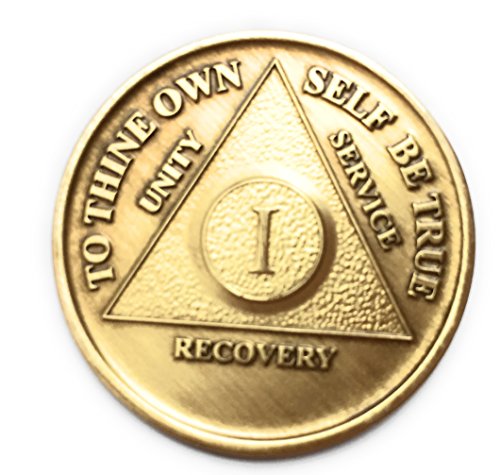 1 year bronze aa alcoholics anonymous birthday - anniversary recovery medallioncoinchip model