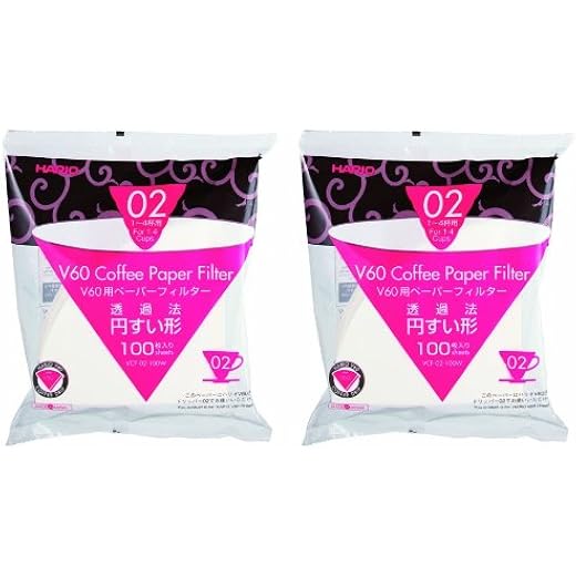 Hario 02 100 Count Coffee Paper Filter White 2 Pack