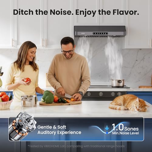 VIKIO HOME 36 Inch Under Cabinet Range Hood, 980CFM Fast Venting Ducted, Kitchen Hood With 3 Speed Gesture & Touch Control, Stainless Steel Stove Vent Hood With LED Light, Black by VIKIO HOME - Image 5
