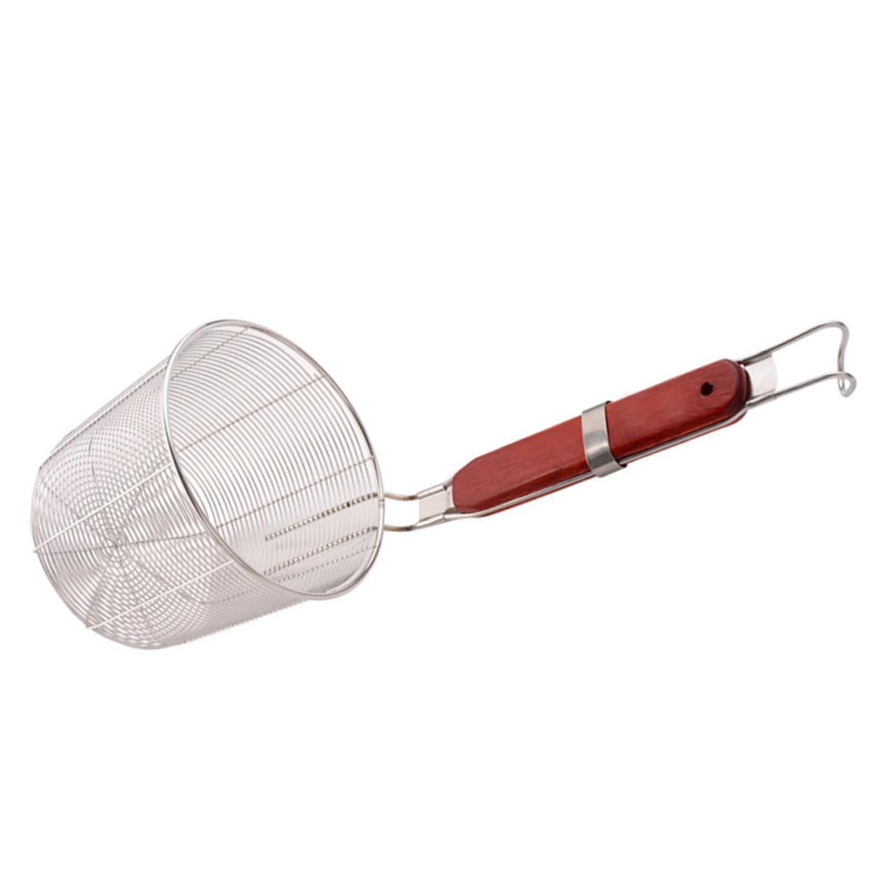 Cabilock Stainless Steel Pasta Basket with Wooden Handle Food Skimmer Sieve for and More Lightweight Easy to Use and Clean for Kitchen Tasks