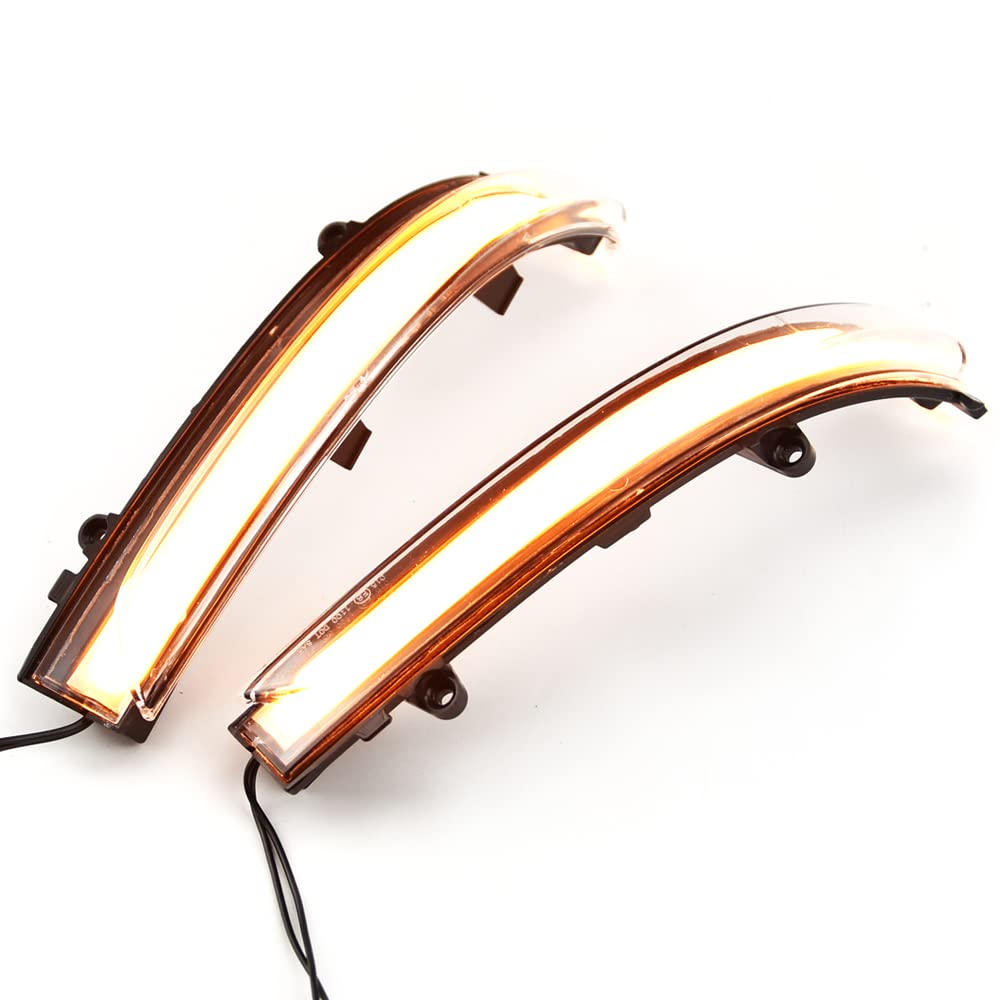 2pcs LED Dynamic Turn Signal Light Assembly Side Mirror Sequential Blinker Lamp Compatible with V-W Jet-ta 6 Pas-sat B7 G-OL S-aveiro Vo-yage Sur-an V-ento Po-lo G-olf MK4.5-Crystal White